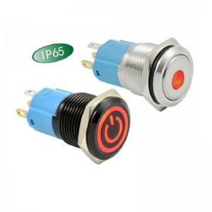 PLM16-13Z-FR-S Metal push button switch SPDT,OD16mm lock or non-lock with LED