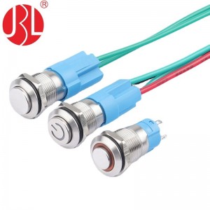 IPX5 Waterproof JBL12D Series silver color shell 12mm Sealed 2A 250V Lock Type High Button 4 Pin Electrical Metal Push Button Pull Switch
