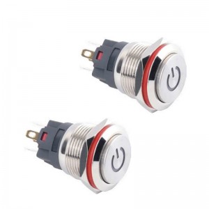 19mm waterproof flat panel mount LED Push Button Switch self lock non lock