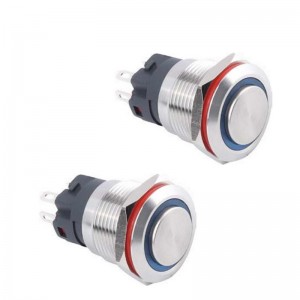 19mm waterproof flat panel mount LED Push Button Switch self lock non lock