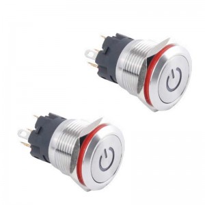 19mm waterproof flat panel mount LED Push Button Switch self lock non lock Anti Vandal Switch