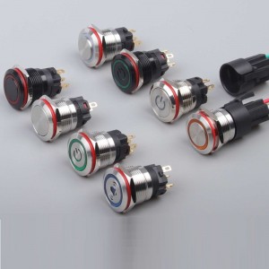 19mm waterproof flat panel mount LED Push Button Switch self lock non lock Anti Vandal Switch