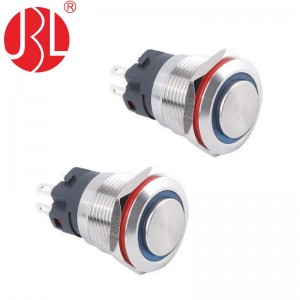 19mm waterproof flat panel mount LED Push Button Switch self lock non lock