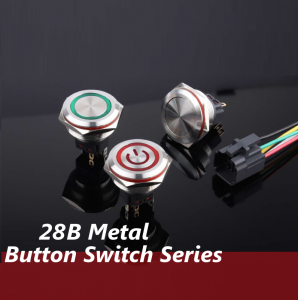 28mm waterproof flat panel mount LED Push Button Switch self lock non lock