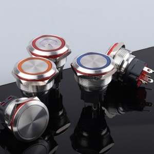 28mm waterproof flat panel mount LED Push Button Switch self lock non lock