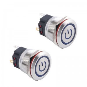 22mm waterproof flat panel mount LED Push Button Switch self lock non lock Anti Vandal Switch
