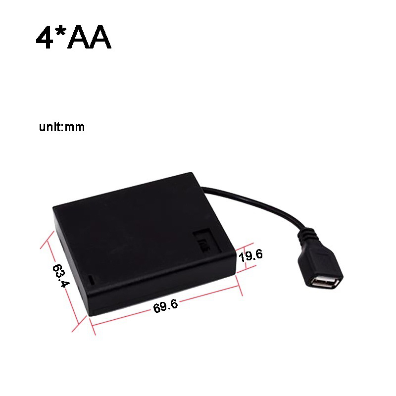 4 AA battery Holder with USB A jack Jinbeili
