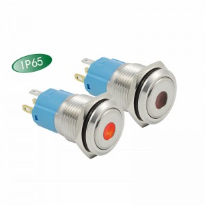 PLM16-13Z-FR-S Metal push button switch SPDT,OD16mm lock or non-lock with LED