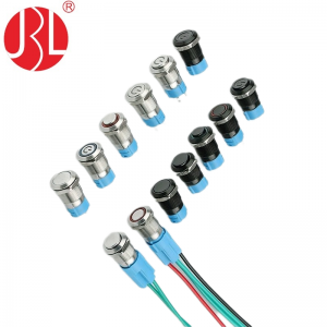 IPX5 Waterproof JBL12D Series silver color shell 12mm Sealed 2A 250V Lock Type High Button 4 Pin Electrical Metal Push Button Pull Switch