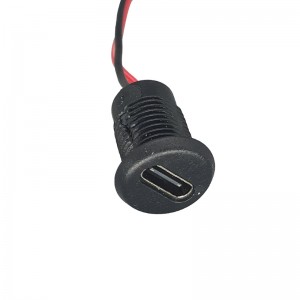 USB-20C-F-06F17L Waterproof Panel Mounting USB Type C 2.0 Female Connector with Wire Lead