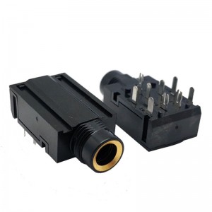 JINBEILI High quality 6.35mm audio connectors phone jack  PJ-606A 6.35mm female 9pin surface mount right angle DIP type with metal nut