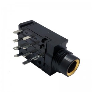 JINBEILI High quality 6.35mm audio connectors phone jack  PJ-606A 6.35mm female 9pin surface mount right angle DIP type with metal nut