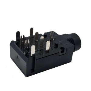 JINBEILI High quality 6.35mm audio connectors phone jack  PJ-606A 6.35mm female 9pin surface mount right angle DIP type with metal nut