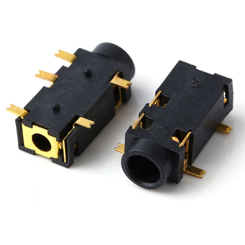 PJ-327A 3.5mm שקע שמע מסוג SMT 5 פינים בזווית ישרה