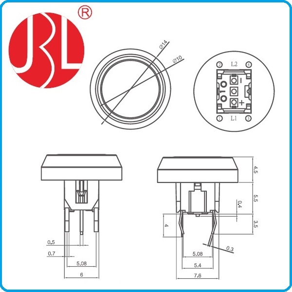 TD01 226 Osvětlený dotykový spínač bez krytů a 100 000 cyklů Test životnosti DC 12V 0,05A