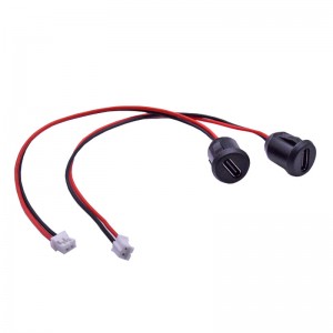 USB-20C-F-02HL01 white/Black Custom Type-C 2pin with Connectors or wire tined