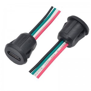 USB-20C-F-02HL01-4P white/Black Custom Type-C 2pin with Connectors or wire tined