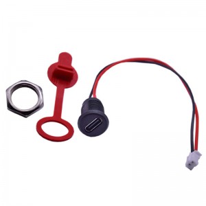 USB-20C-F-02HL02 Black Custom Screw Panel Mounting USB 2.0 Type C Female Connector