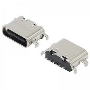 USB-20C-F-06C16 Mid Mount USB Type C Jack Socket 6 Position SMT THR
