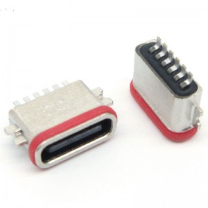 Offset SMT USB Type C 6Pos IPX7 Waterproof