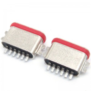 Offset SMT USB Type C 6Pos IPX7 Waterproof