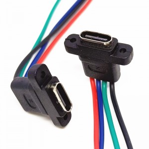 USB-20C-F-06F06L USB Type C Panel Mount USB Type C Jack Connector Cable