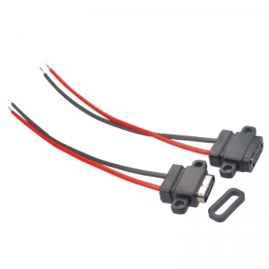 USB-20C-F-06F10L USB Type C With wires 2pin Panel Mount USB Type C Jack Connector Cable