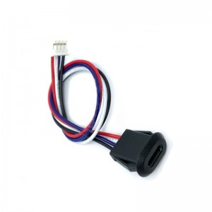 USB-20C-F-06F12L-4P USB Type C With wires 4pin Panel Mount USB Type C Jack Connector Cable