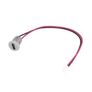 USB-20C-F-06F16L Waterproof Panel Mounting USB Type C 2.0 Female Connector with Wire Lead