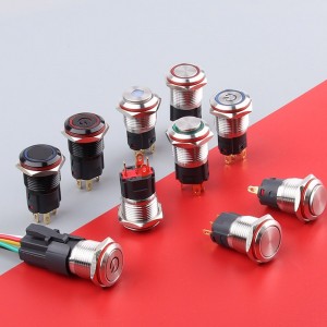 16mm waterproof flat panel mount Push Button Switch self lock non lock