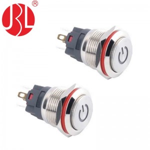 19mm waterproof flat panel mount LED Push Button Switch self lock non lock